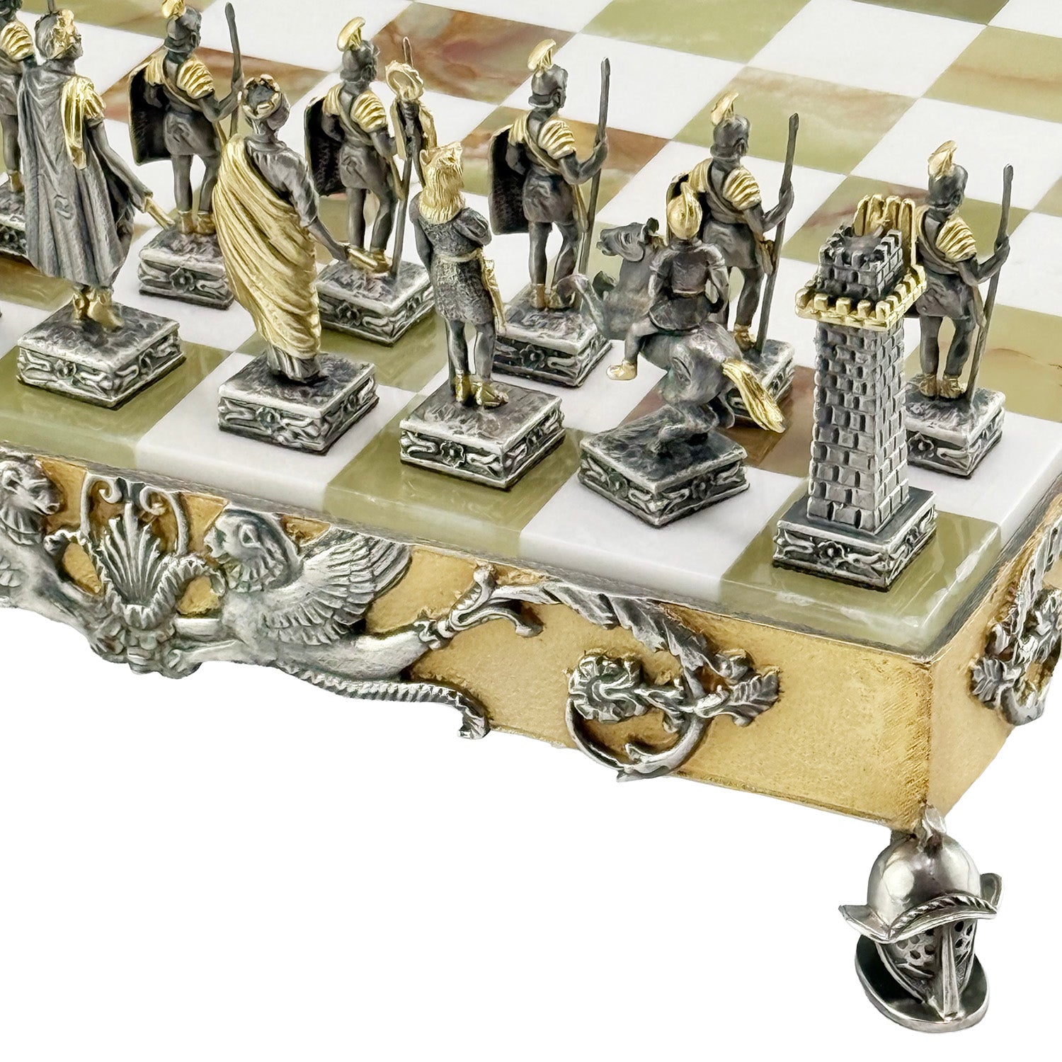 Italfama Roman Empire Chess Set 24K Gold & Onyx 34cm Bronze