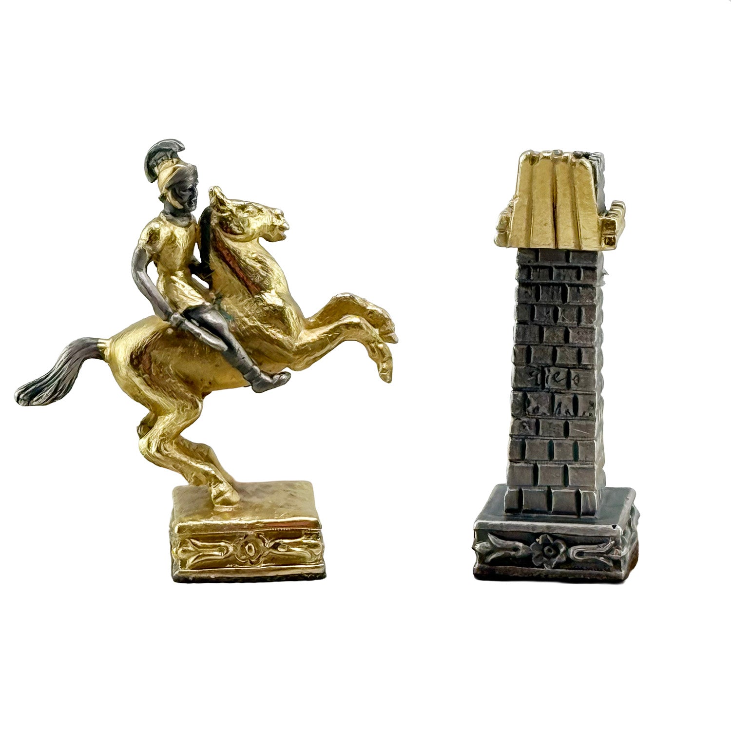 Italfama Roman Empire Chess Set 24K Gold & Onyx 34cm Bronze
