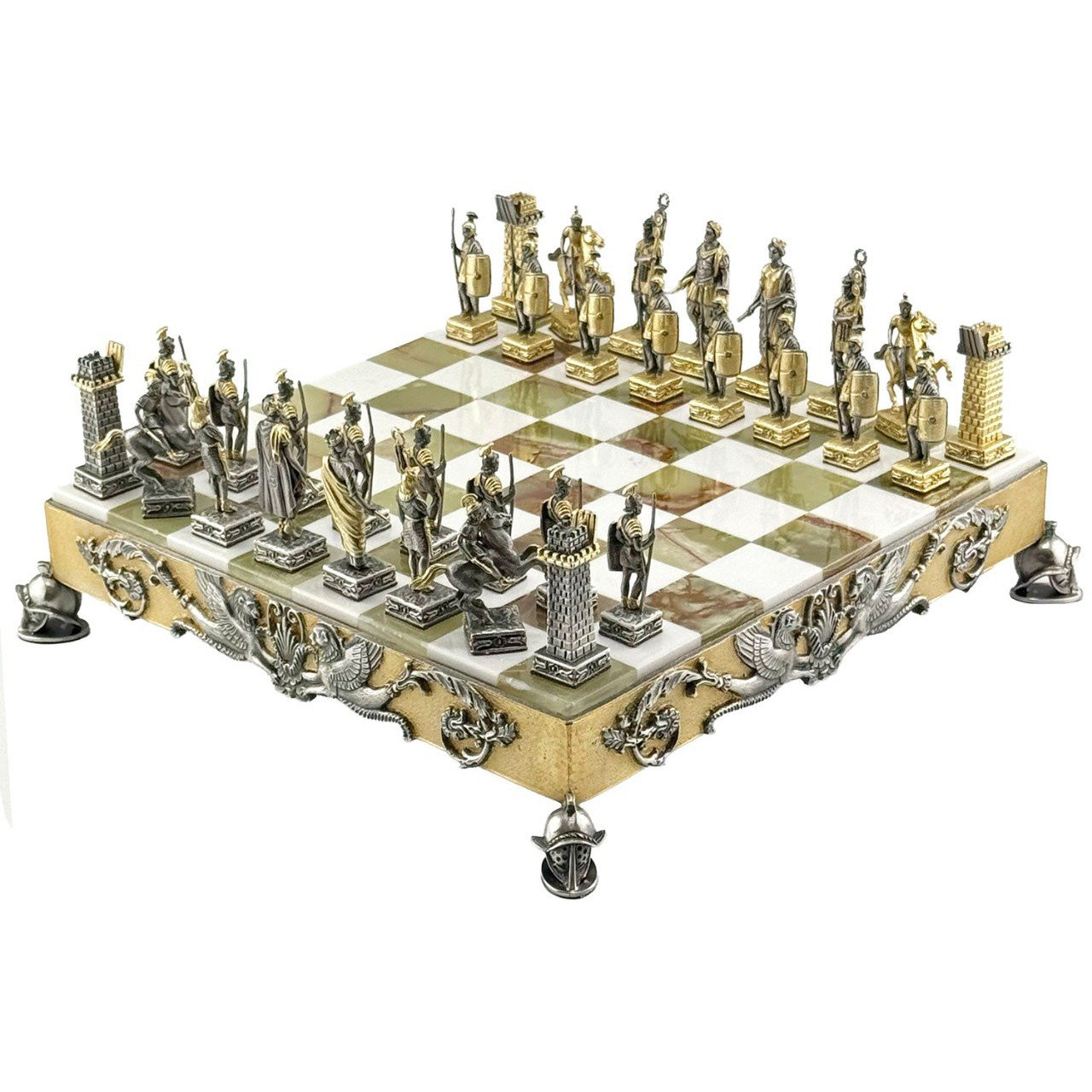 Italfama Roman Empire Chess Set 24K Gold & Onyx 34cm Bronze