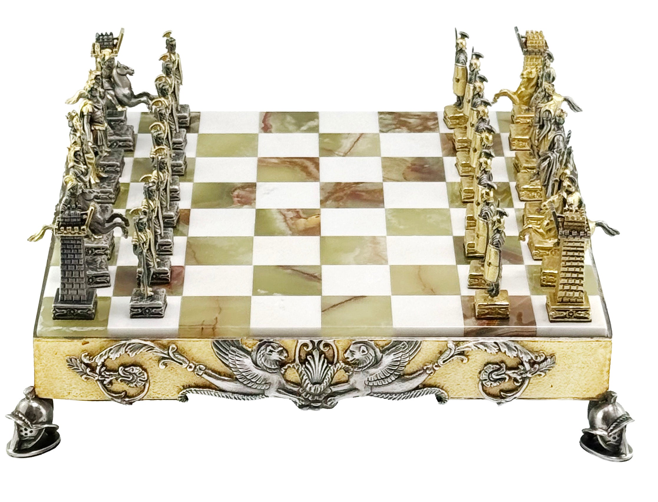 Italfama Roman Empire Chess Set 24K Gold & Onyx 34cm Bronze