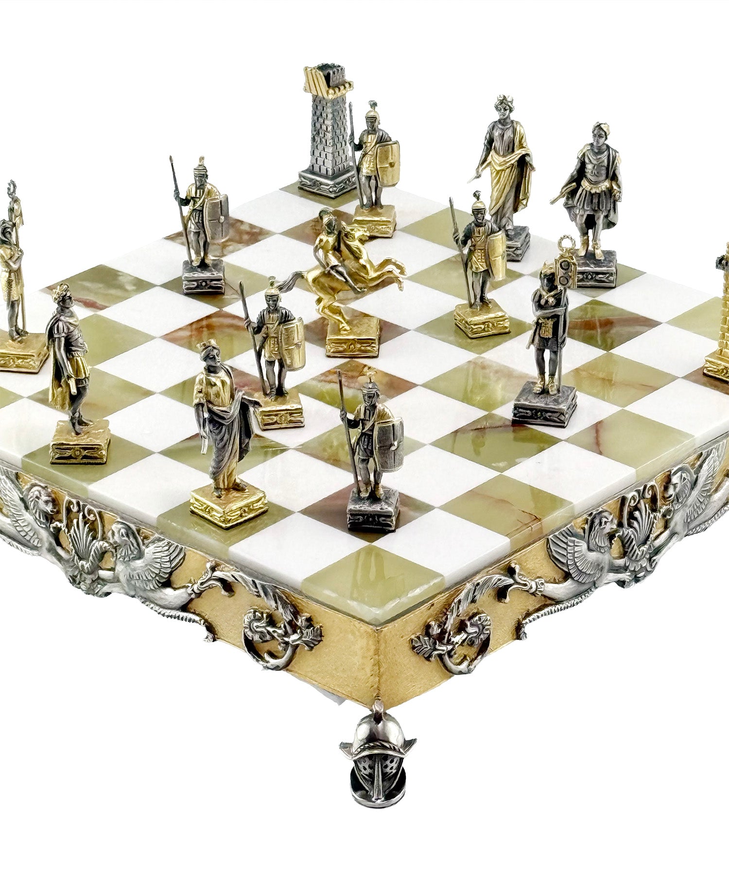 Italfama Roman Empire Chess Set 24K Gold & Onyx 34cm Bronze