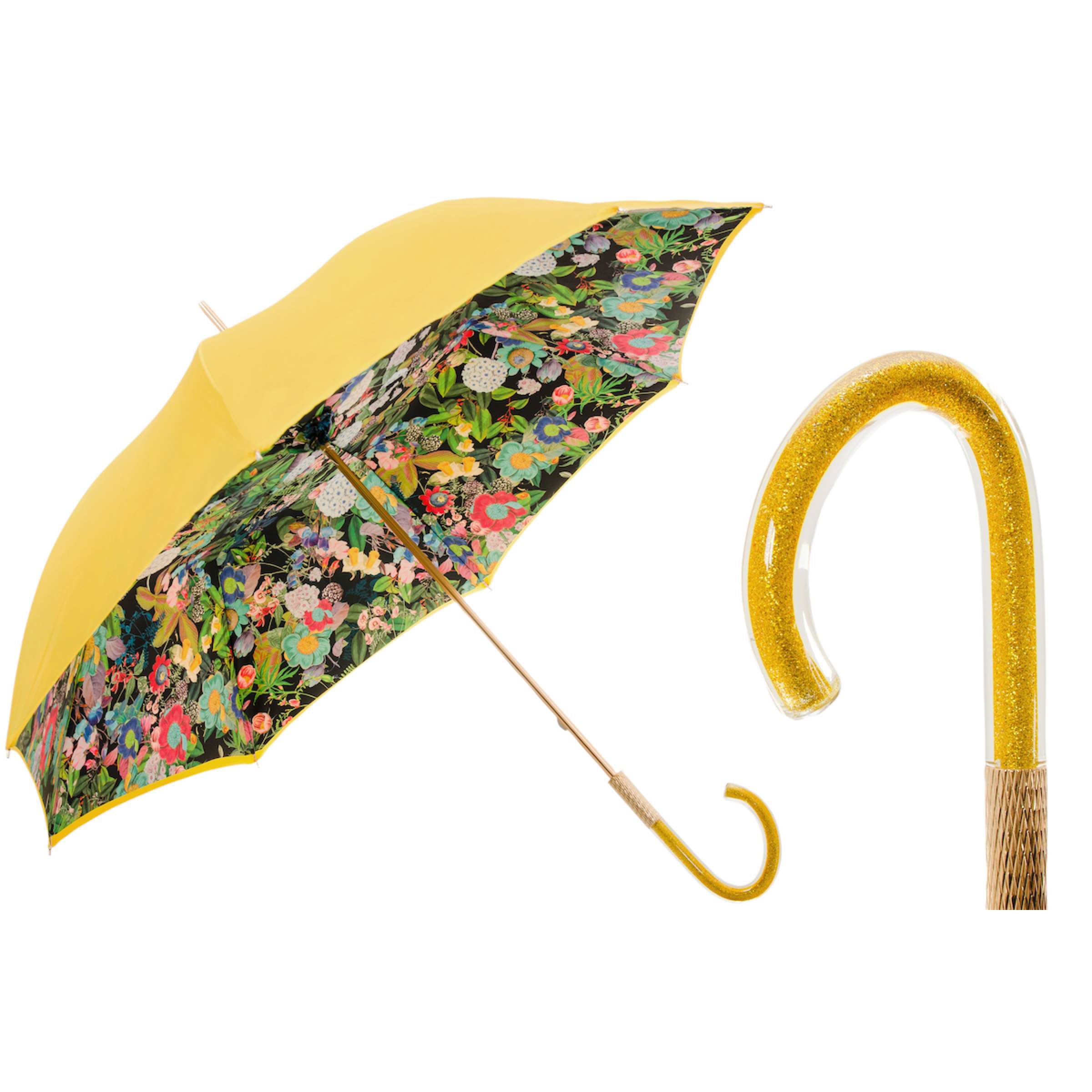PASOTTI Umbrella Mazzolino 93cm Floral Bouquet Acetate Handle Italy
