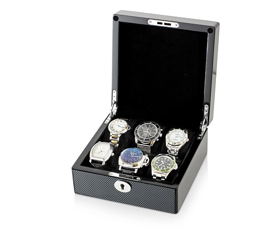 Luxury Watch Box for 6 Watches – Black Piano Lacquer, Velvet Interior