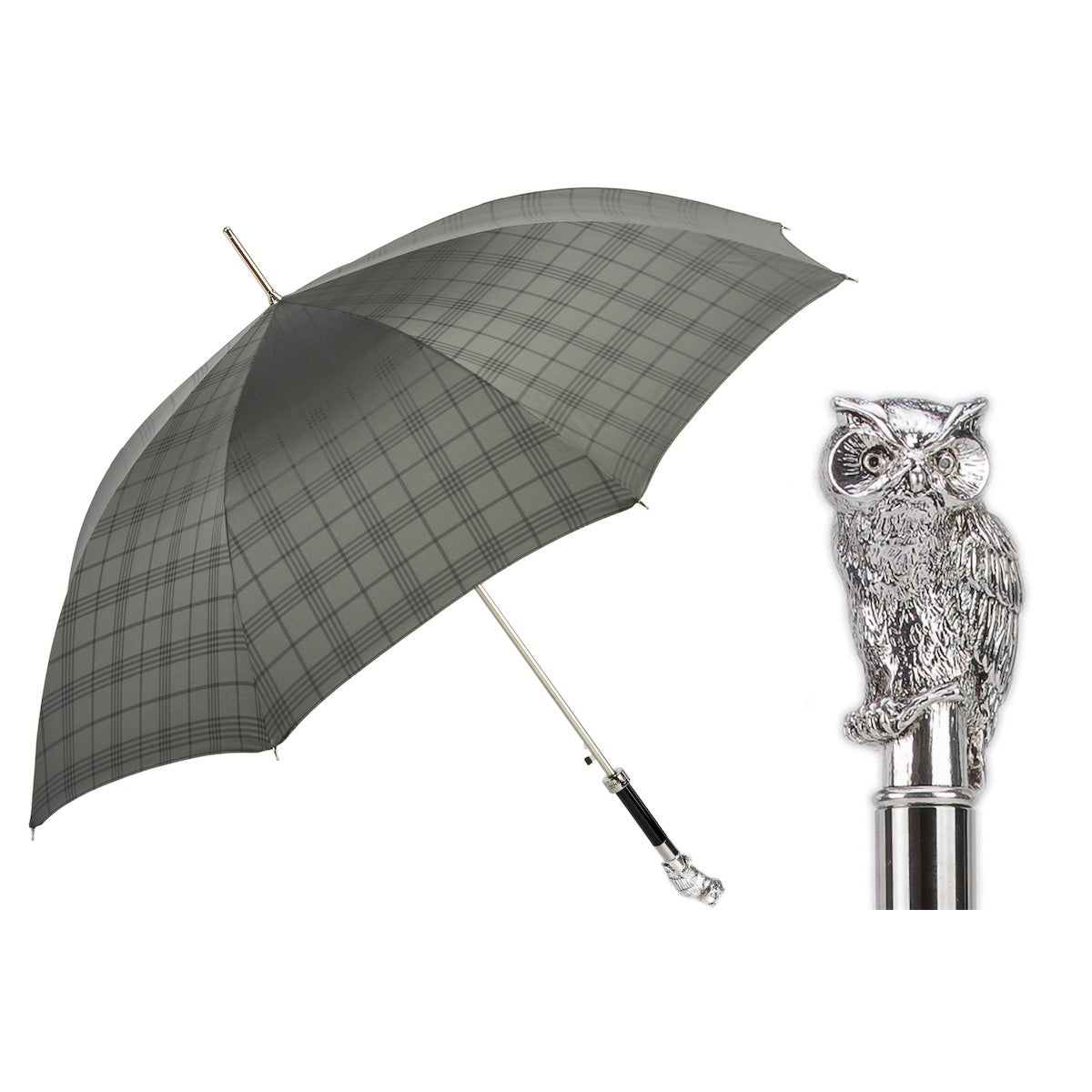SILVER OWL UMBRELLA | Pasotti – Symbol of Wisdom and Exclusive Elegance, Handmade in Italy