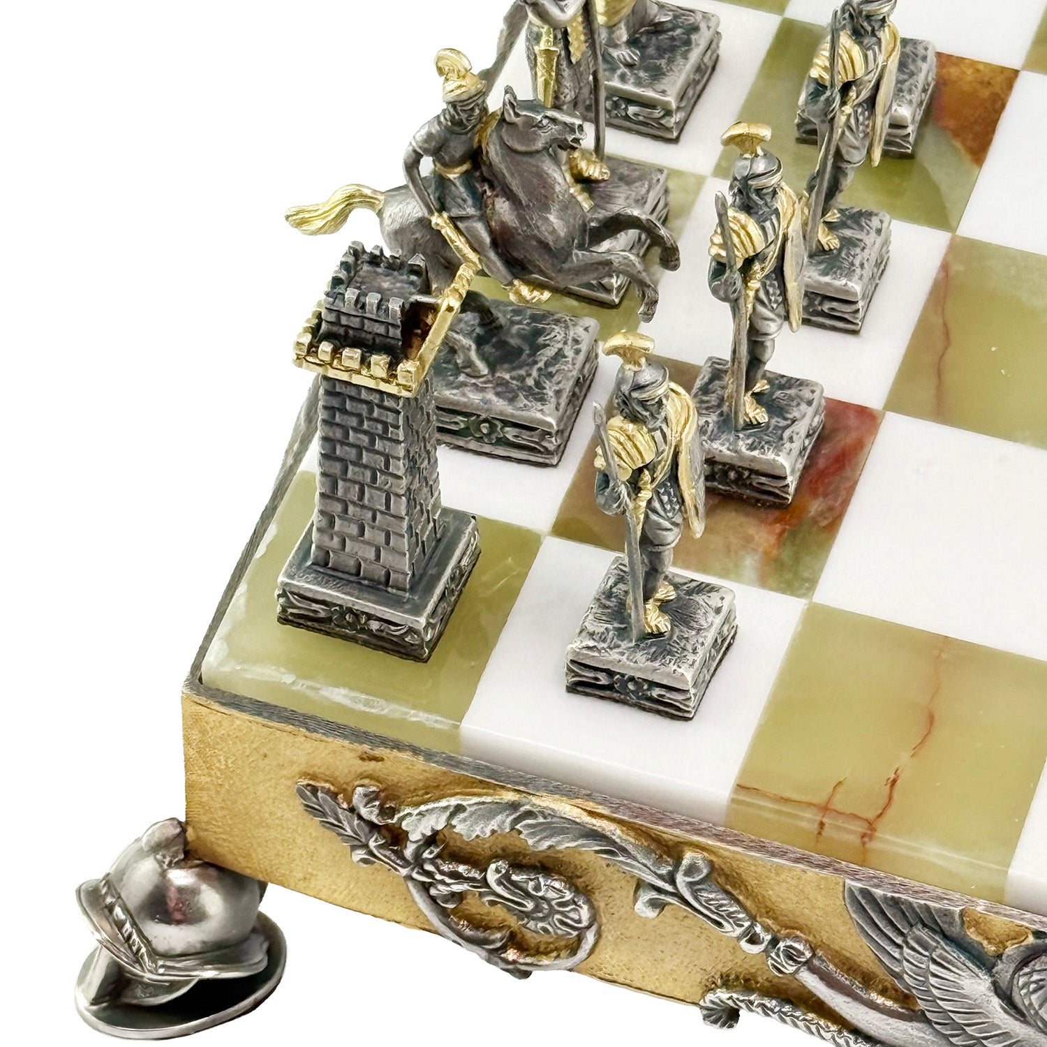 Italfama Roman Empire Chess Set 24K Gold & Onyx 34cm Bronze
