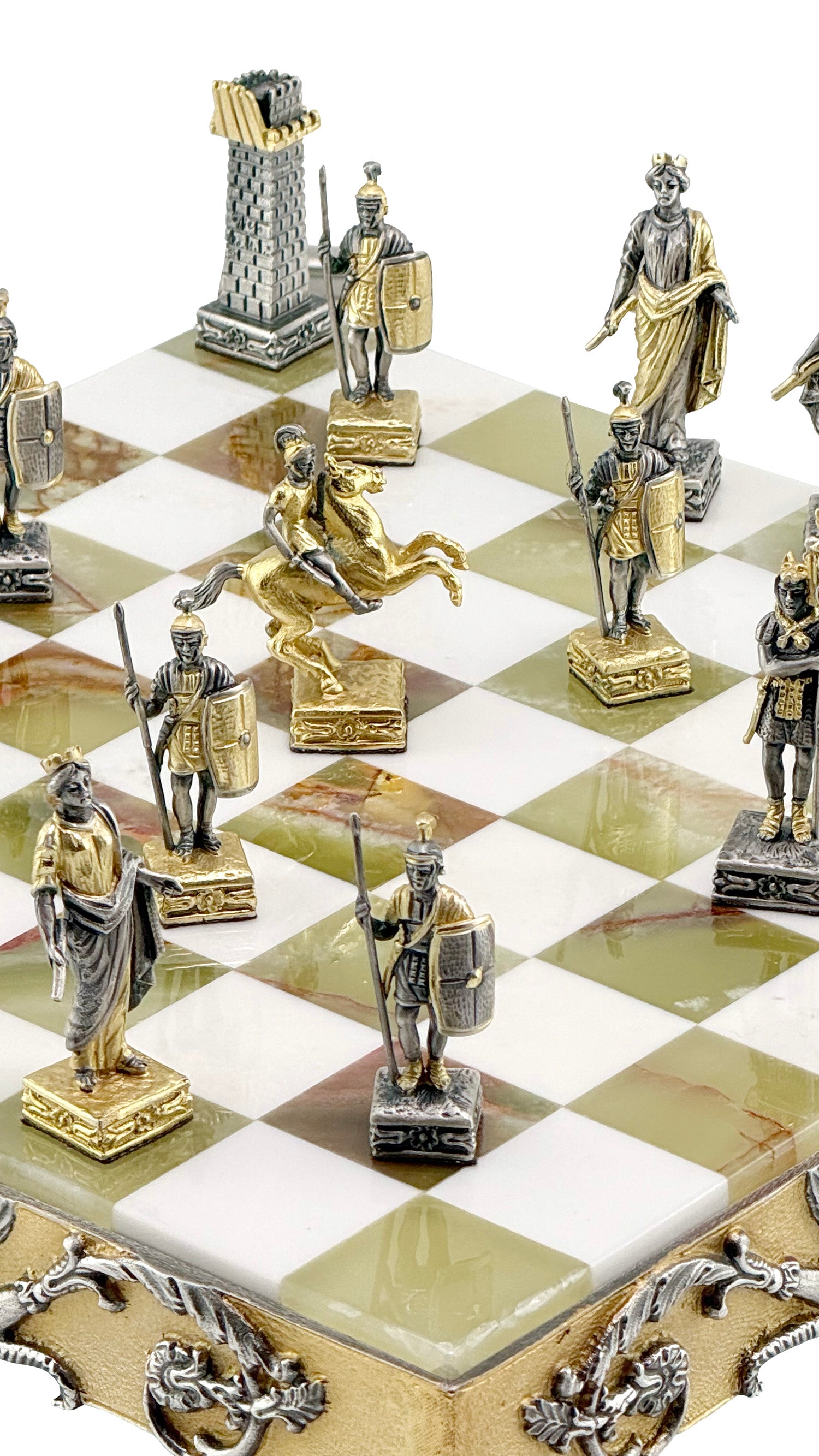 Italfama Roman Empire Chess Set 24K Gold & Onyx 34cm Bronze