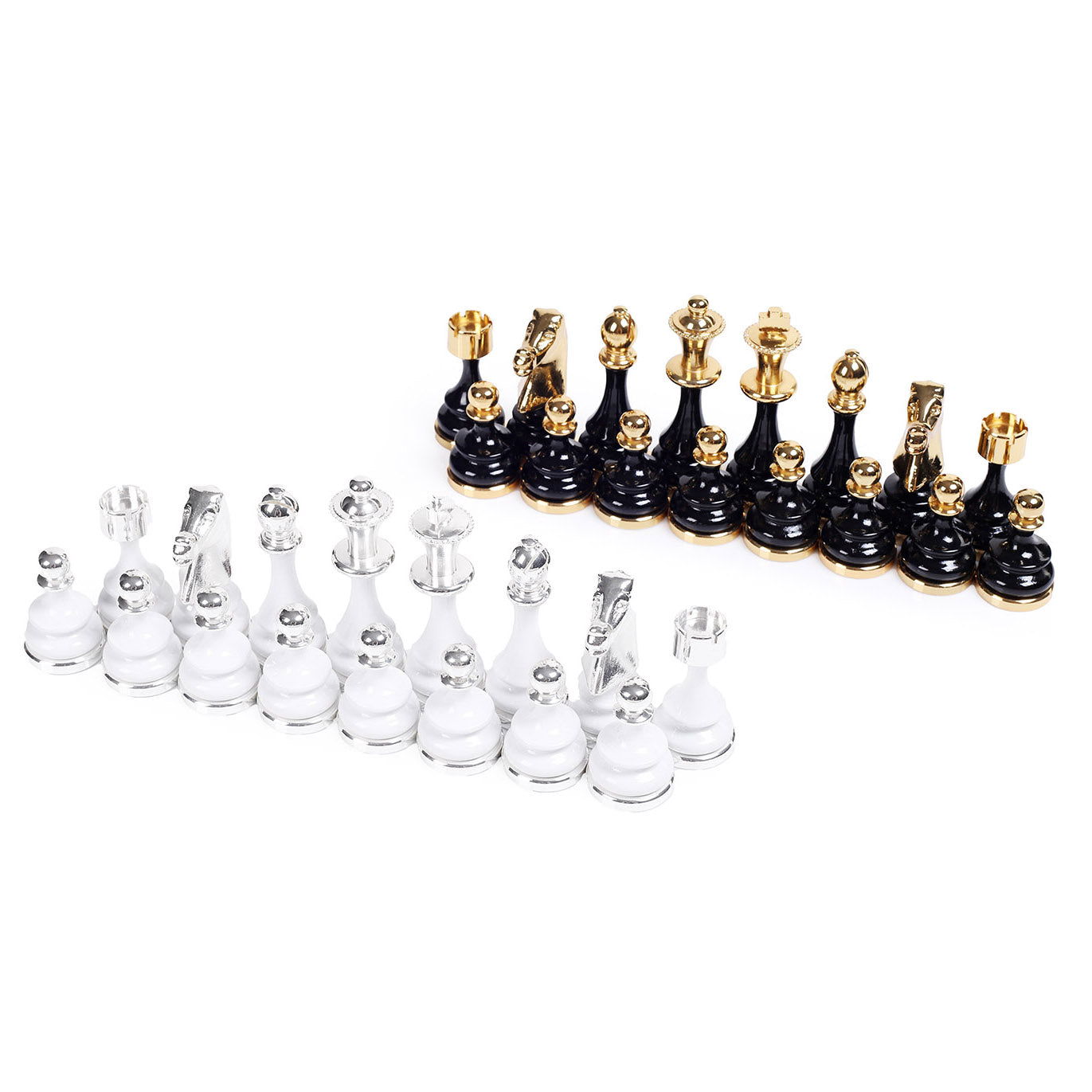 Luxury Italfama Chess Pieces Brass Wood 24k Gold 925 Silver Handmade Italy