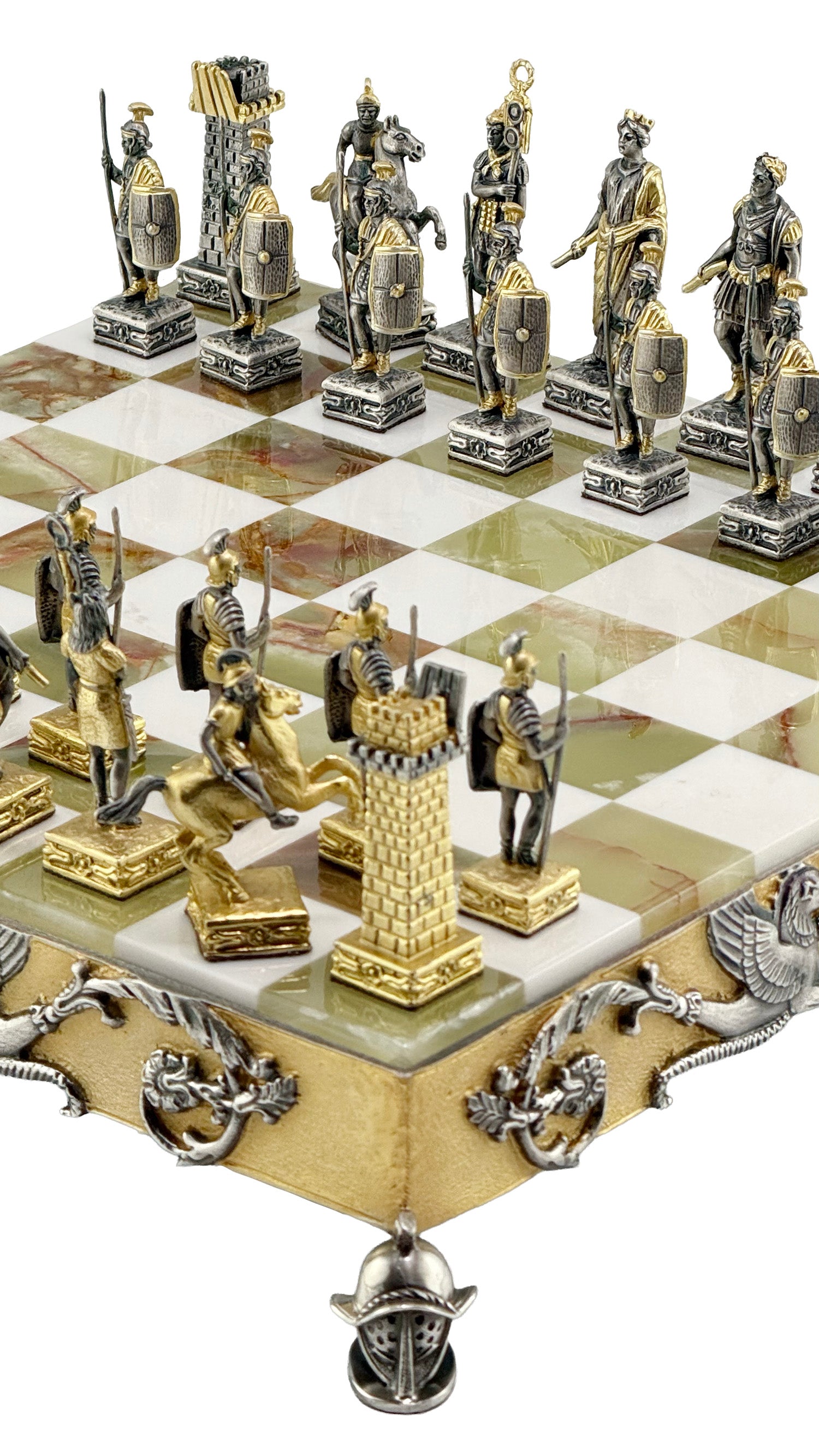 Italfama Roman Empire Chess Set 24K Gold & Onyx 34cm Bronze