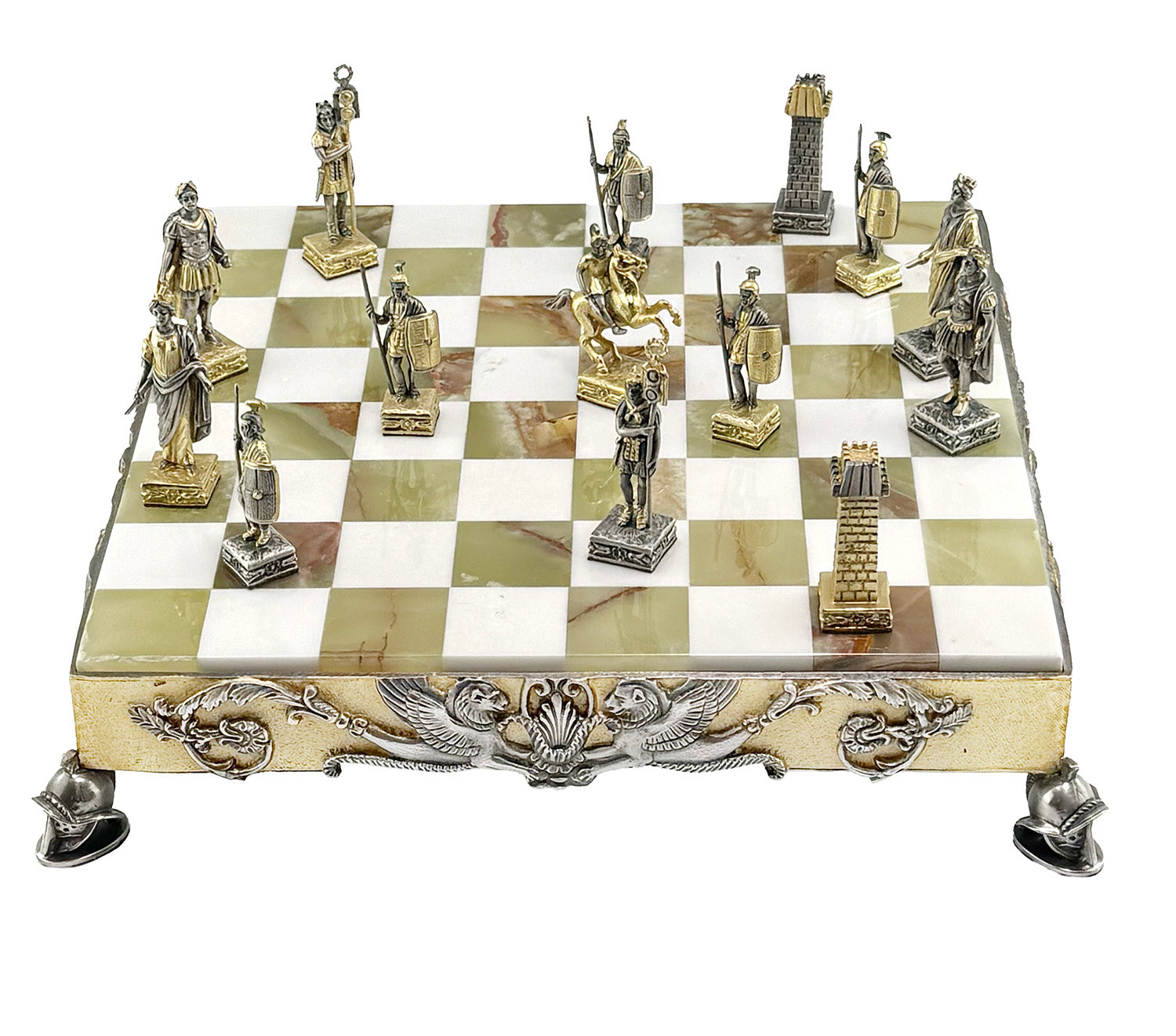 Italfama Roman Empire Chess Set 24K Gold & Onyx 34cm Bronze