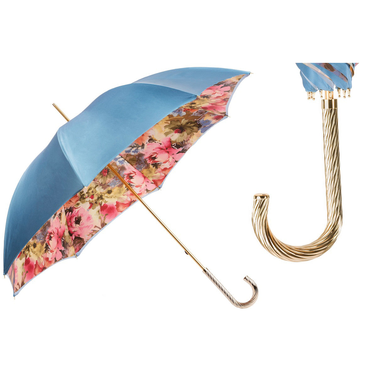 PASOTTI Umbrella 93cm Pink Floral Interior Double Cloth Jeweled Handle