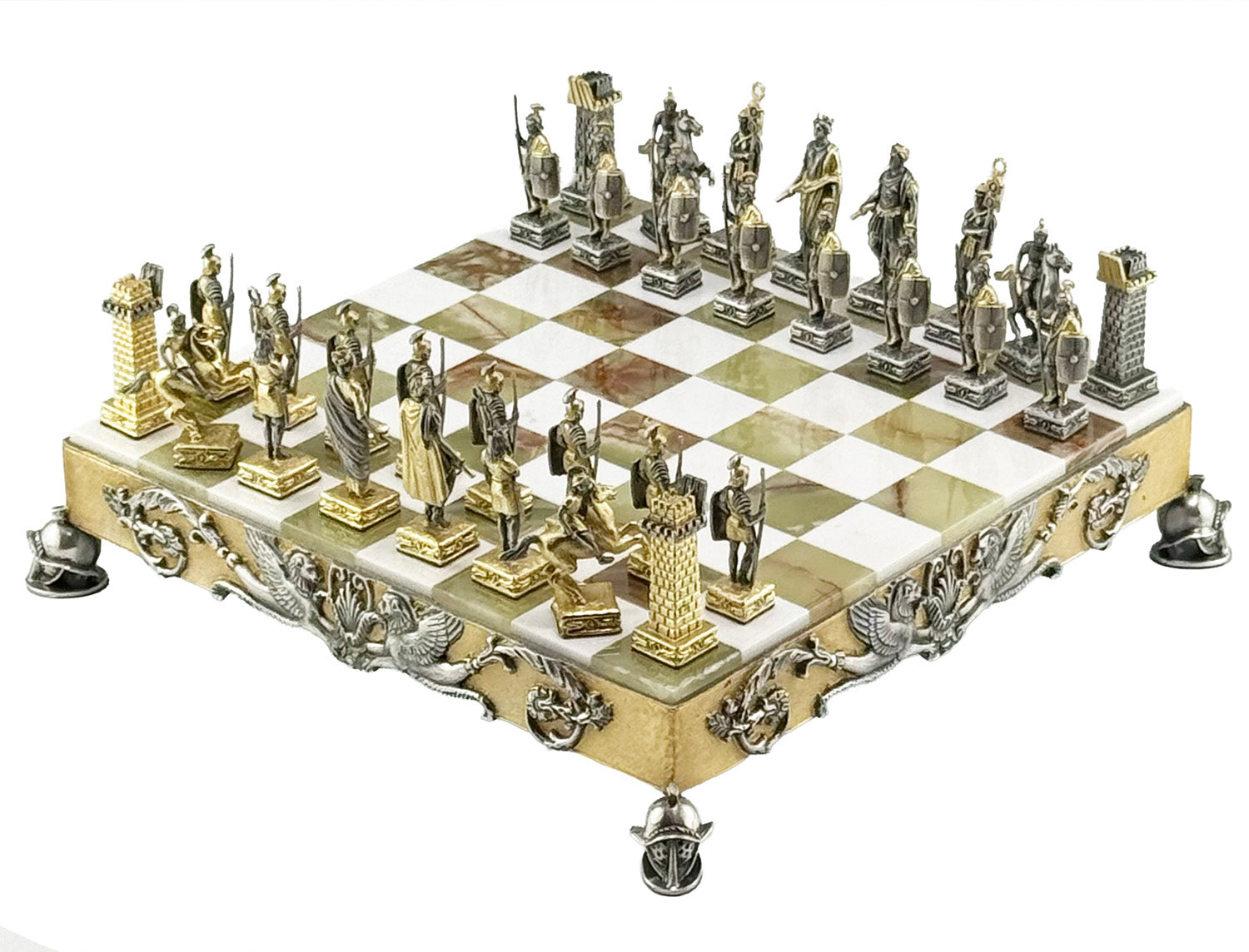 Italfama Roman Empire Chess Set 24K Gold & Onyx 34cm Bronze