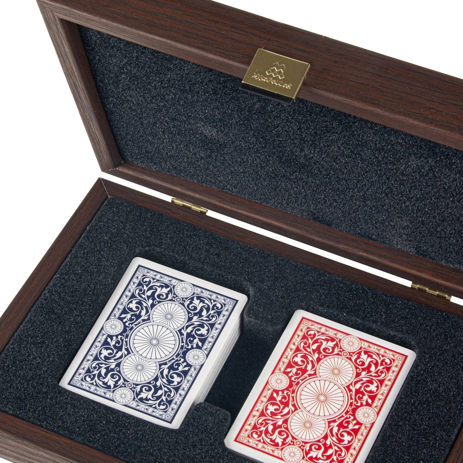 Cardmaster Set – Knitted Leather & Wood Box with Plastic Decks
